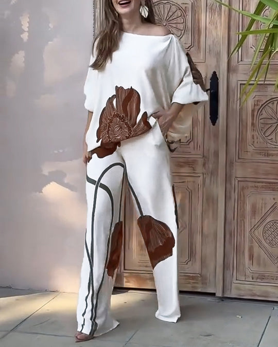 Damen modisches Ensemble mit floralem Design und weitem Schnitt R&B