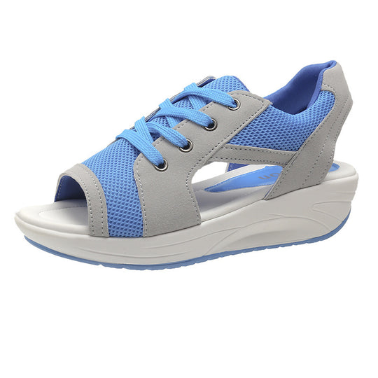 Damen Wedge-Pantoletten mit atmungsaktivem Mesh-Obermaterial und stabiler Plattformsohle R&B
