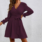 Damen Wickelkleid mit voluminösen Ärmeln R&B