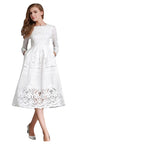 Damen Spitzen Midikleid mit langen Ärmeln und floralem Detail R&B