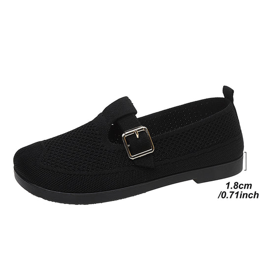 Damen luftige Ballerinas mit modischem Schnallen-Detail R&B