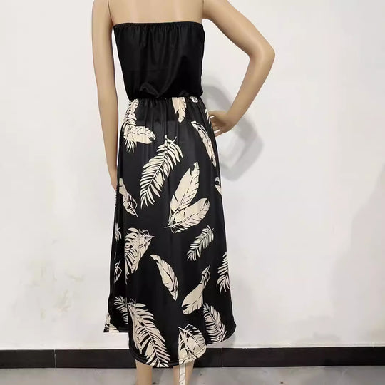 Damen Maxikleid mit Trägerlosem Oberteil und Floralprint R&B