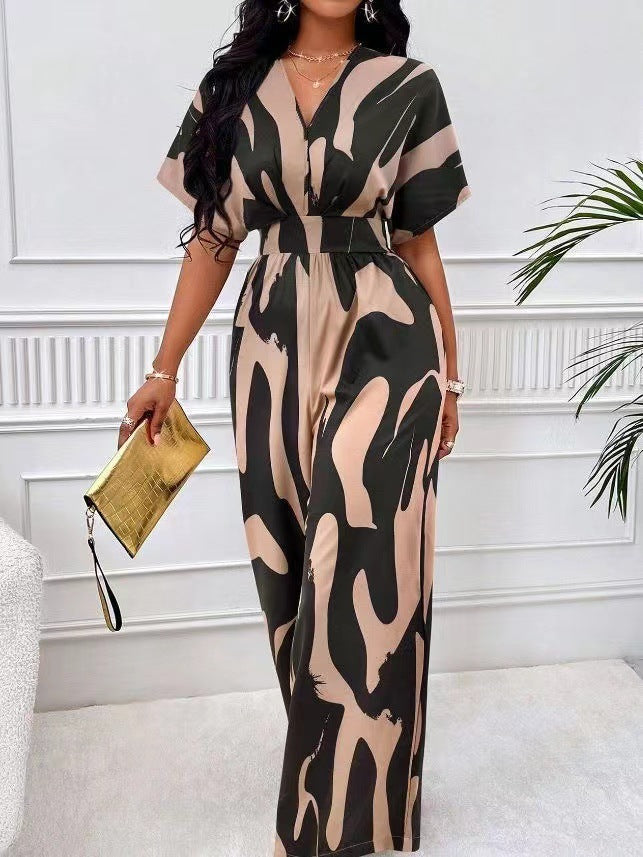 Damen Eleganter Jumpsuit mit weit geschnittenem Bein und raffiniertem Design R&B