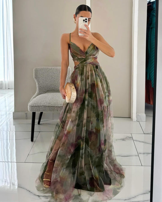 Damen Elegantes und florales Abendkleid mit schmeichelndem Schnitt R&B
