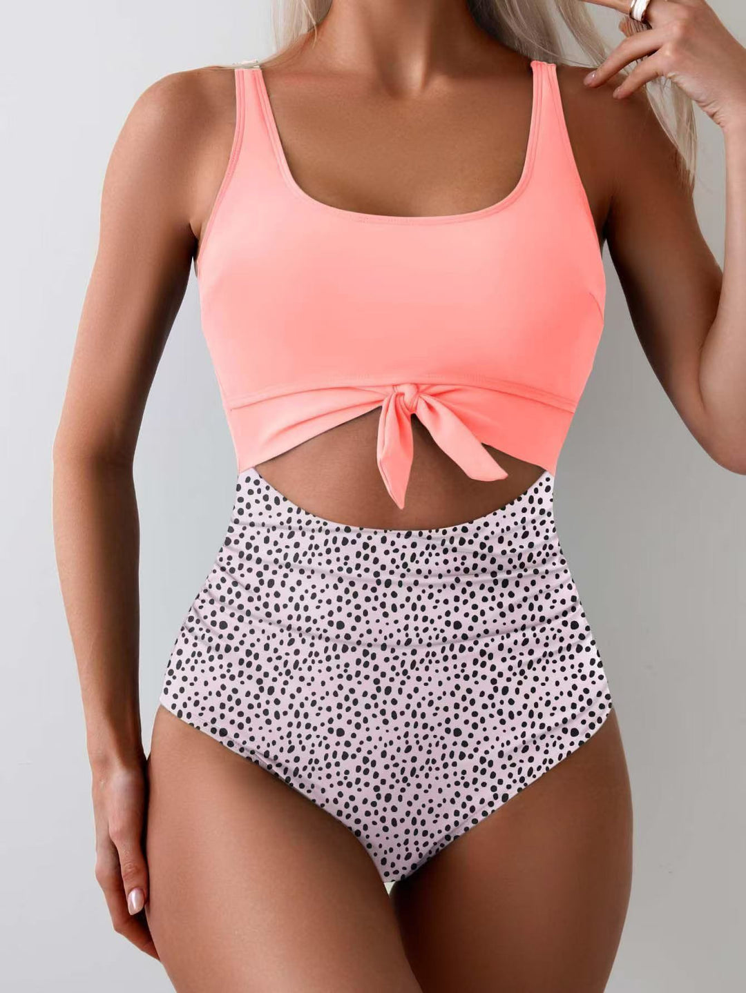 Damen Bikini-Set mit hohem Bund und modischem Knoten-Detail R&B