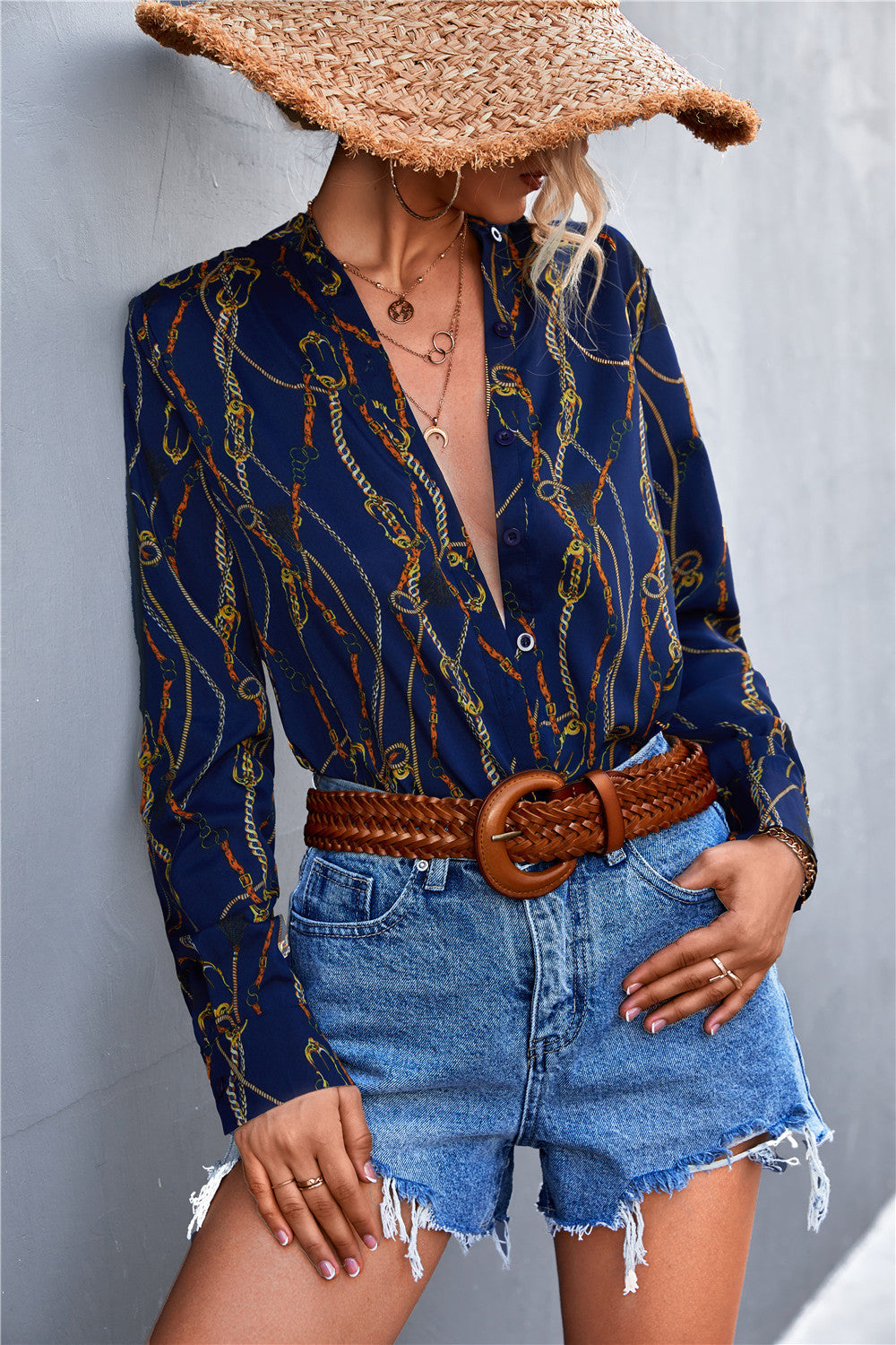 Damen Bluse mit schickem Kettenmuster R&B