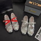 Damen Ballerinas mit stylischem Riemchen und elegantem Metallic-Design R&B