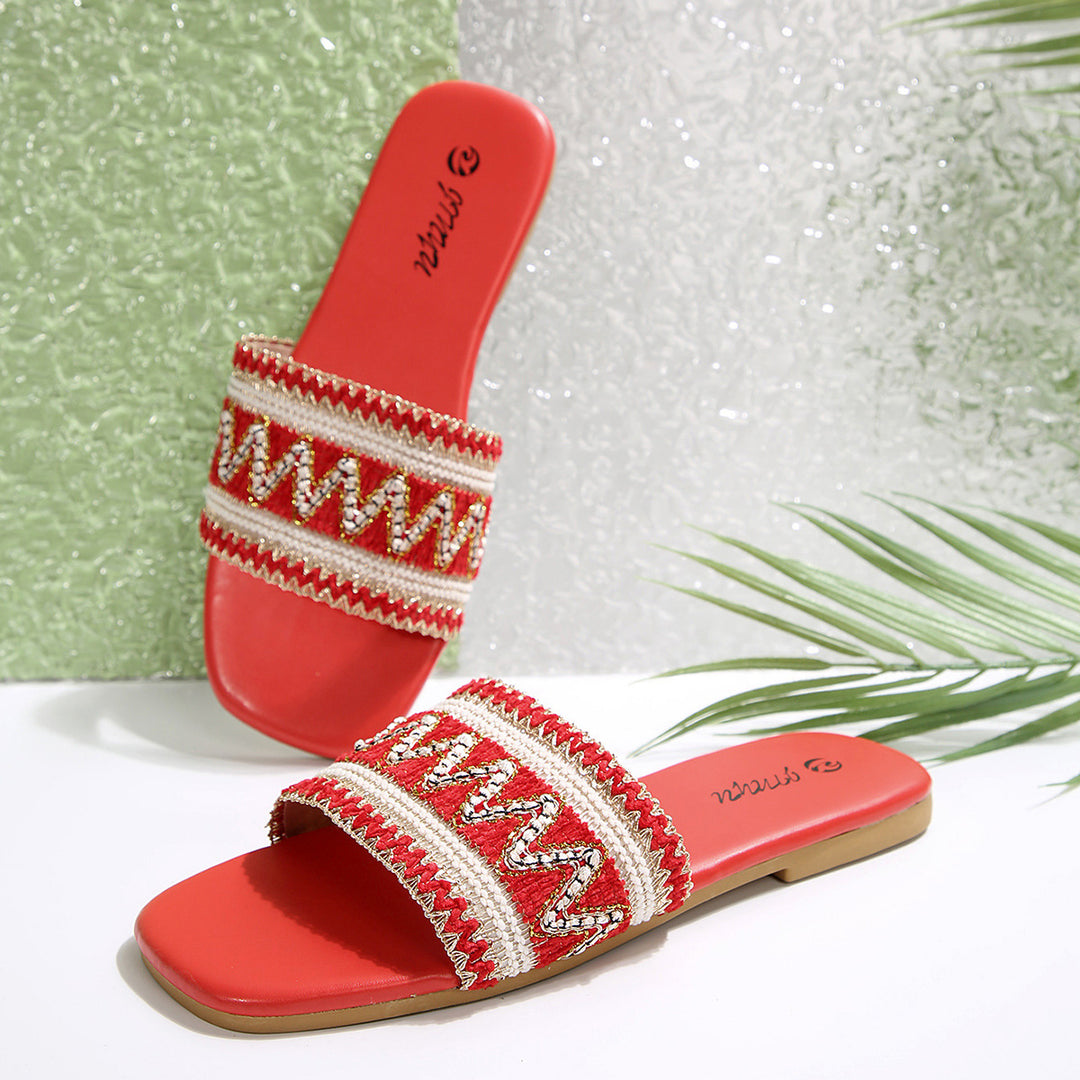 Damen modische Riemchen-Sandalen mit dekorativem Detail R&B