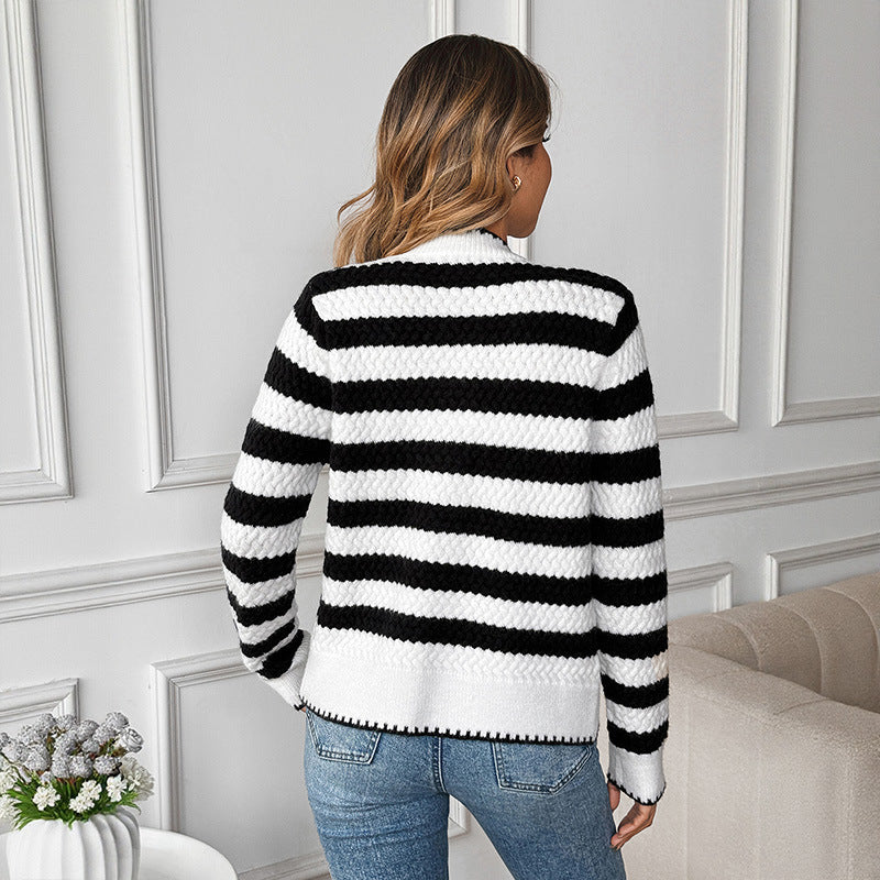 Damen Gemusterter Strickcardigan mit Knöpfen R&B