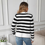 Damen Gemusterter Strickcardigan mit Knöpfen R&B