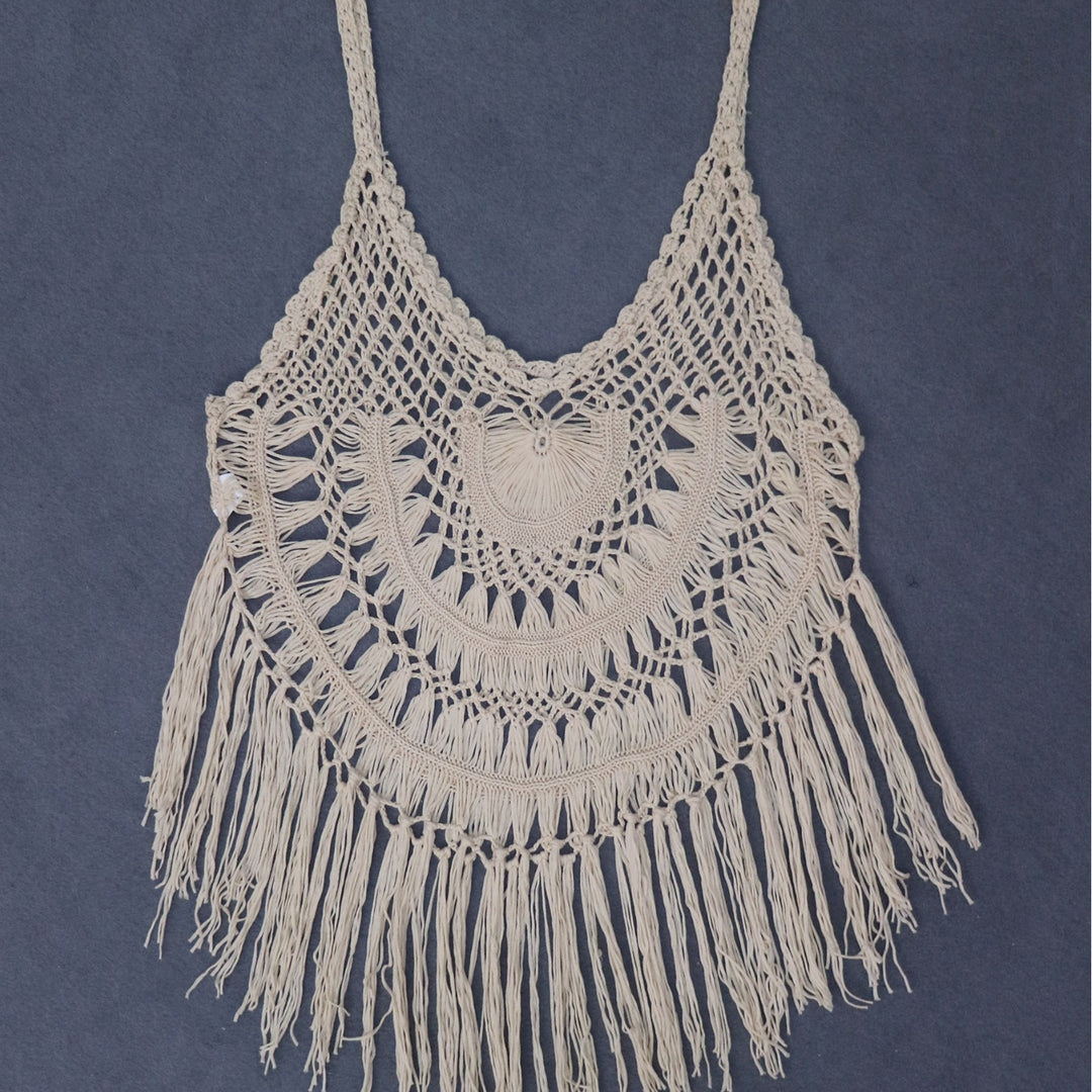 Damen gehäkelter Strandponcho mit Fransen R&B