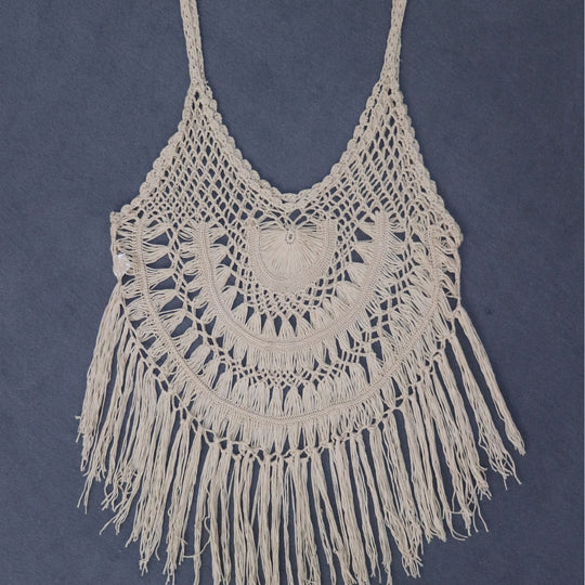 Damen gehäkelter Strandponcho mit Fransen R&B