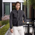 Herren lässige Bomberjacke mit praktischen Taschen und elastischen Bündchen R&B