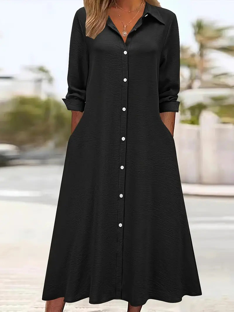 Damen Hemdblusenkleid mit praktischen Taschen und elegantem Schnitt R&B
