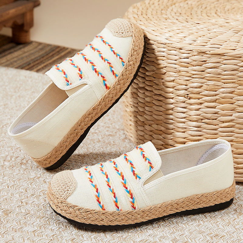 Damen Slip-On Espadrilles mit buntem geflochtenem Design R&B