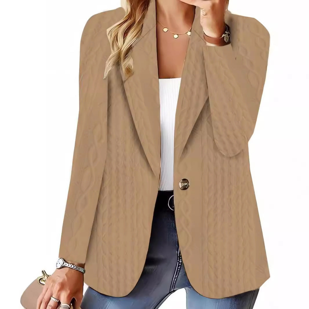 Damen Eleganter Strickblazer mit strukturierter Oberfläche und lässigem Schnitt R&B