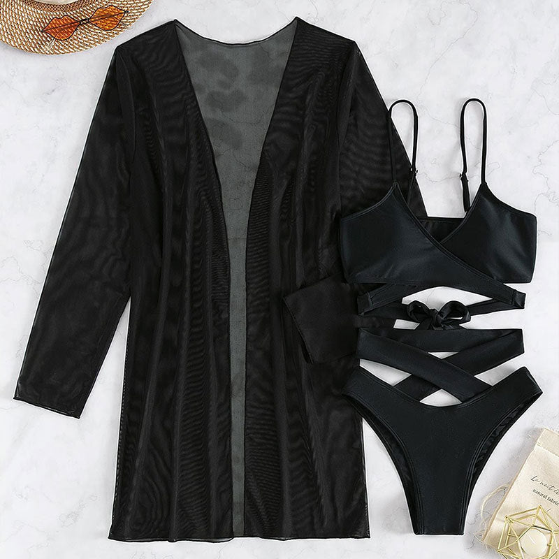 Damen Triangel-Bikini-Set mit raffiniertem Wickeldetail R&B
