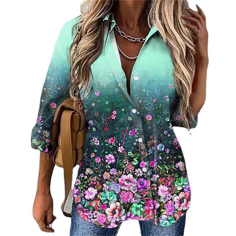 Damen Bluse mit floralem Design und Farbverlauf R&B