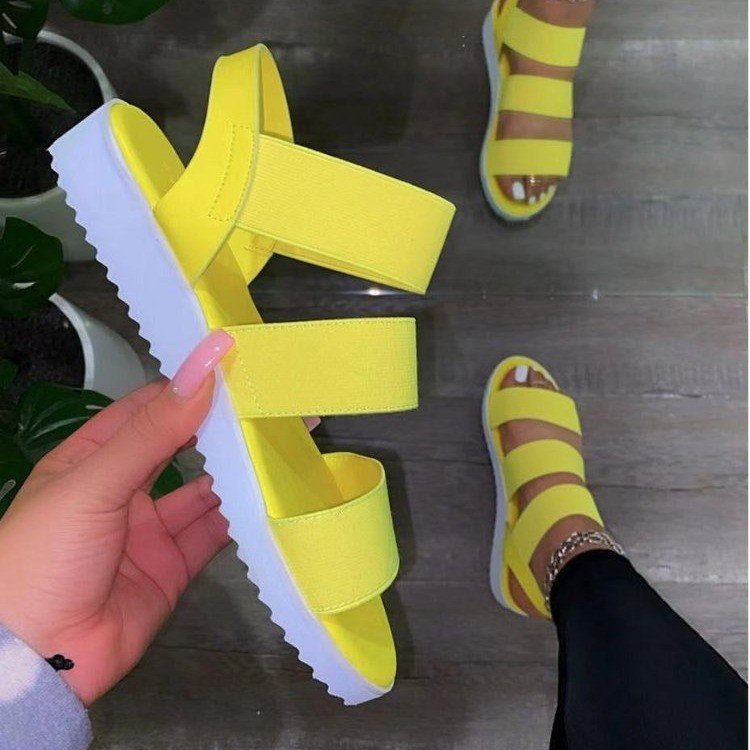 Damen Anpassbare Zehensandalen mit breiten Riemen R&B