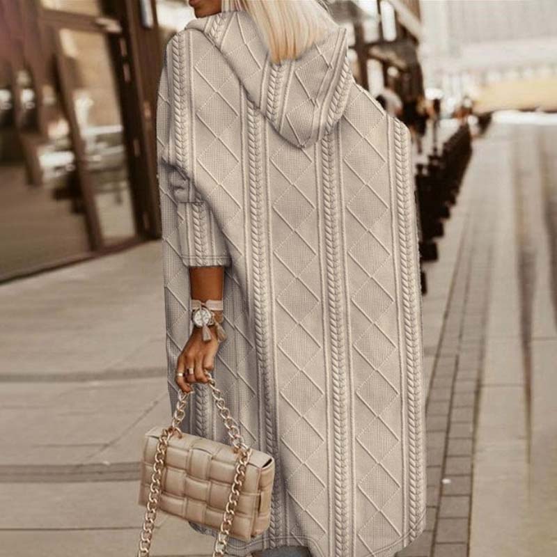 R&B | Langer Strickcardigan mit Kapuze Acryl Bequem, Stilvoll