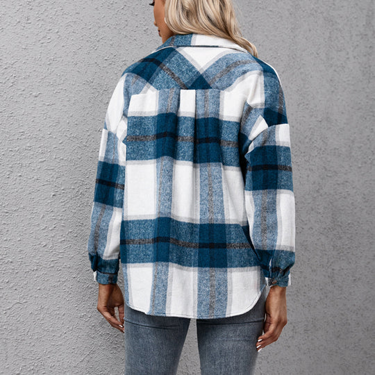 Damen Karierte Overshirtjacke im lässigen Schnitt R&B