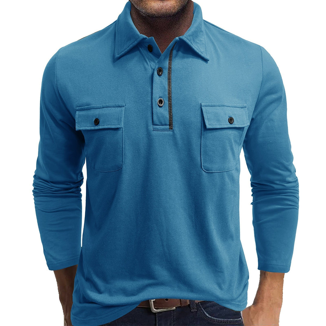 R&B | Poloshirts Baumwollmischung Reguläre Passform Lange Ärmel Klappentaschen