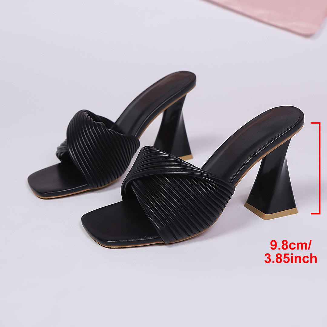 Damen Trendy Slipper mit strukturiertem Riemen und blockiertem Absatz R&B