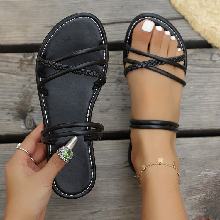 Damen elegante Strandsandalen mit verstellbaren Riemen R&B