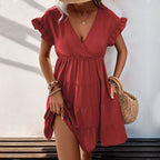 Damen Wickelkleid mit Rüschendetails