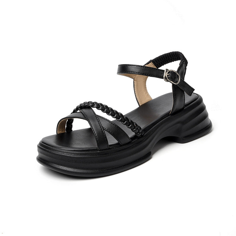 Damen Sandalen mit geflochtenem Riemen und stabiler Sohle R&B