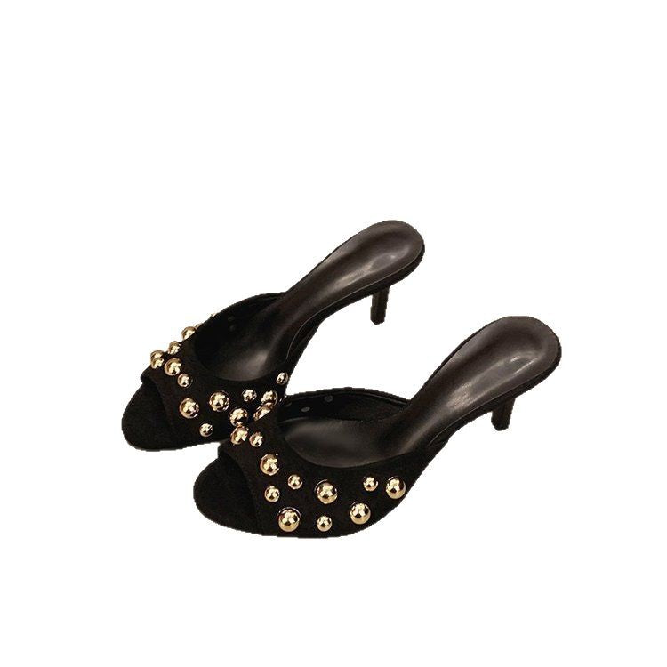 Damen Elegante Slingback Mules mit glitzernden Perlenakzenten R&B