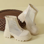 Damen trendy Verbindung von Stiefeln und Ankle Boots mit luftigen Mesh-Elementen R&B