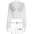 Damen Spitzenbluse mit transparentem Design und langen Ärmeln R&B