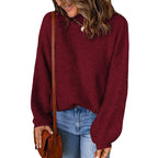 Damen Grobstrickpullover mit lässigem Schnitt und weiten Ärmeln R&B