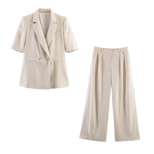 Damen weite Leinenhose mit eleganter Faltenlegung R&B