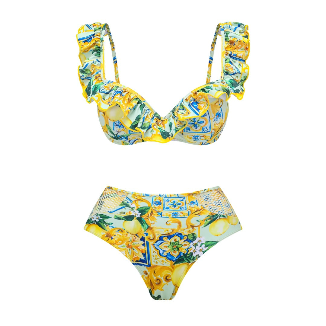 Damen Bikiniset mit elegantem Rüschendesign und maxi Rock R&B