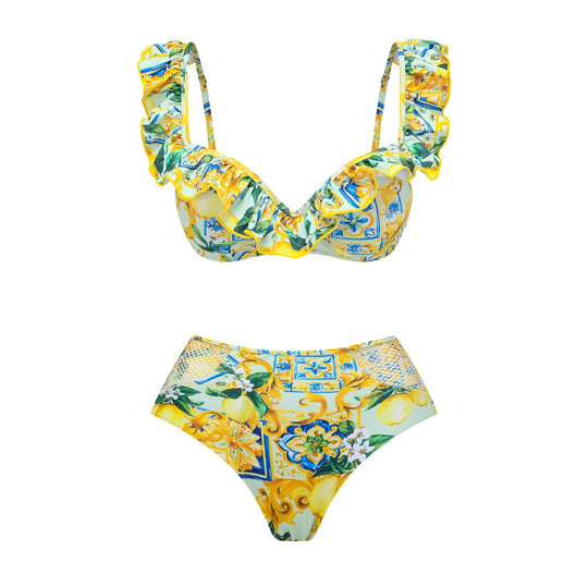 Damen Bikiniset mit elegantem Rüschendesign und maxi Rock R&B