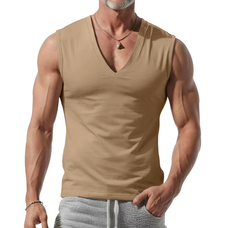 Herren nan figurbetontes ärmelloses V-Ausschnitt Muskelshirt R&B