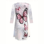 Damen Freizeitkleid mit floralem Schmetterlingsdesign und lockerer Passform R&B