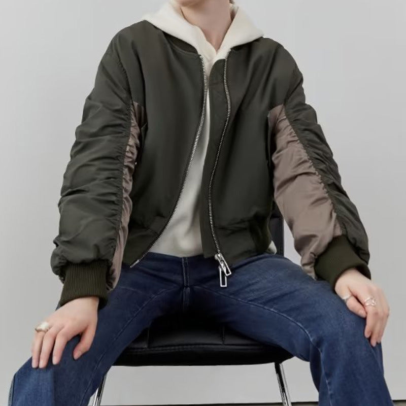 Damen modische Bomberjacke mit strukturiertem Design und praktischen Taschen R&B