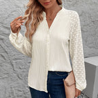 Damen Bluse mit eleganten Spitzenärmeln und hochwertiger Struktur R&B