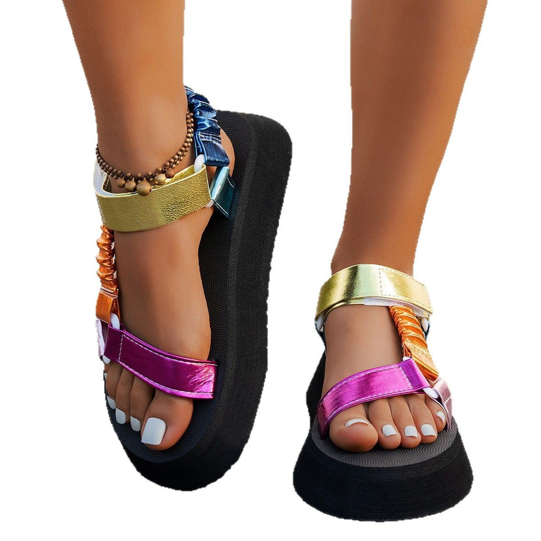 Damen Komfortable Wedge-Sandalen mit buntem Ethno-Muster R&B