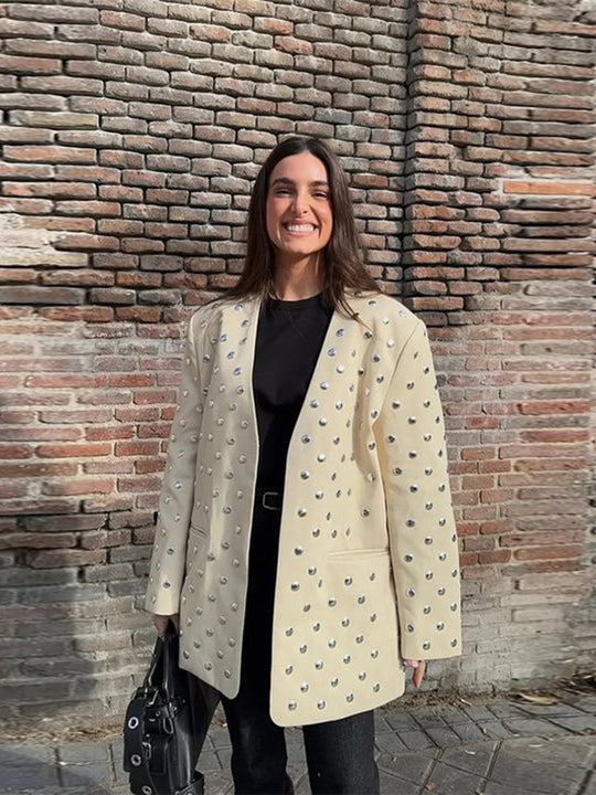 Damen Oversized Blazer mit luxuriösen Applikationen R&B