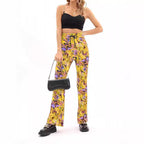Damen weite Palazzo-Hose mit modischem Wellenmuster und elastischem Bund R&B