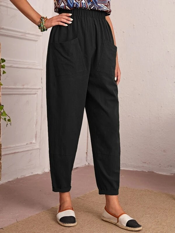 Damen Bequeme Sommerhose mit elastischem Bund und praktischen Taschen R&B