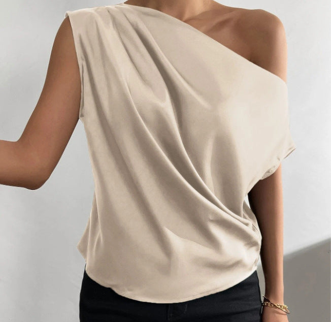 Damen Asymmetrisches Oberteil mit tiefem Ausschnitt und fließendem Stoff R&B
