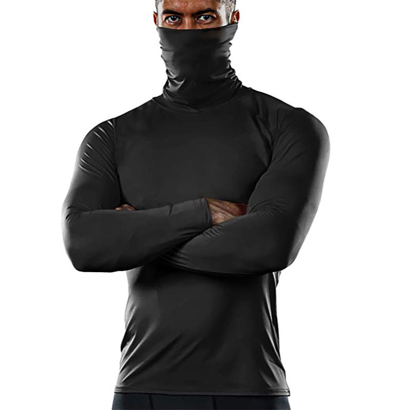 Herren funktionales Langarmshirt mit hohem Kragen und feuchtigkeitsregulierendem Material R&B