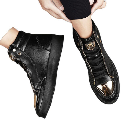 Damen High-Top Sneakers mit goldenen Details und Reißverschluss von R&B
