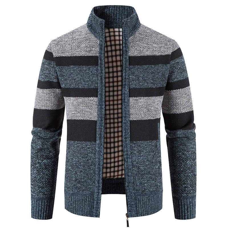 Herren modische Strickjacke mit einem modernen und vielseitigen Karomuster R&B