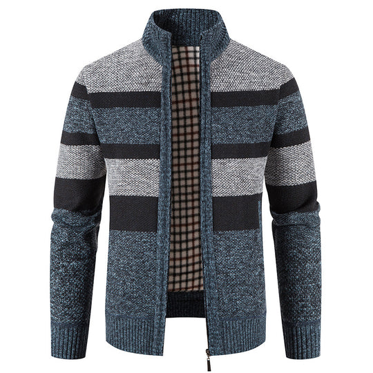 Herren modische Strickjacke mit einem modernen und vielseitigen Karomuster R&B